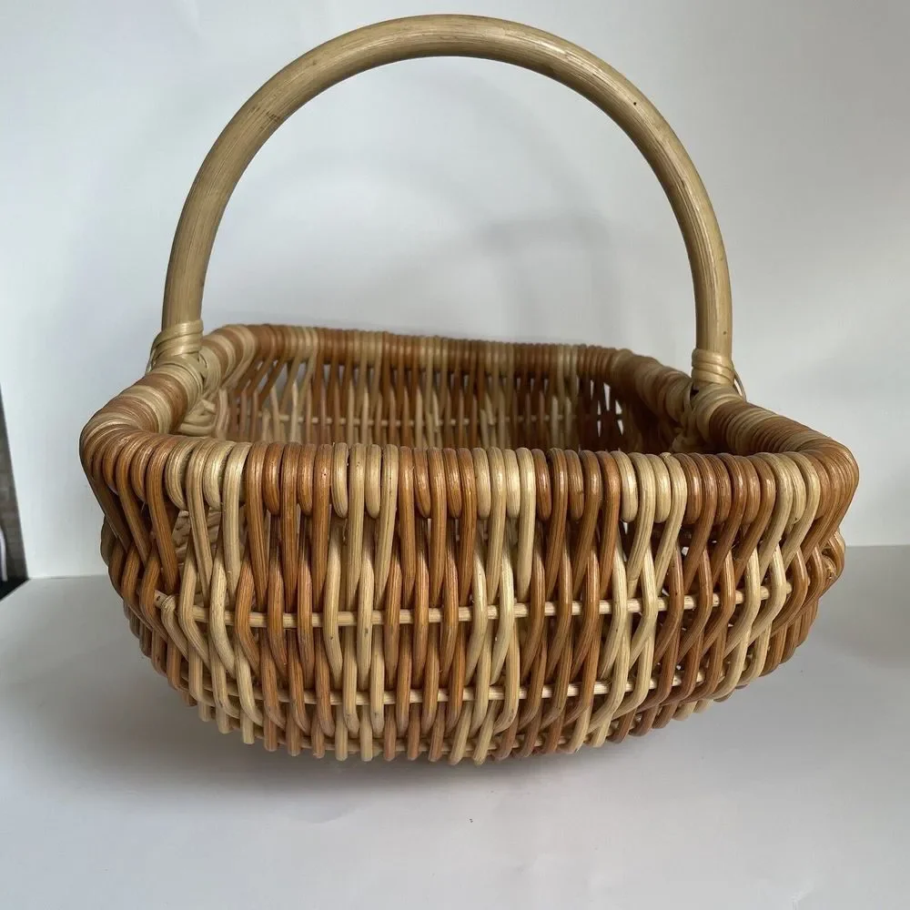 Vtg Buttocks Woven Basket Harvest‎ Egg Gathering Country Farmhouse Primitive
